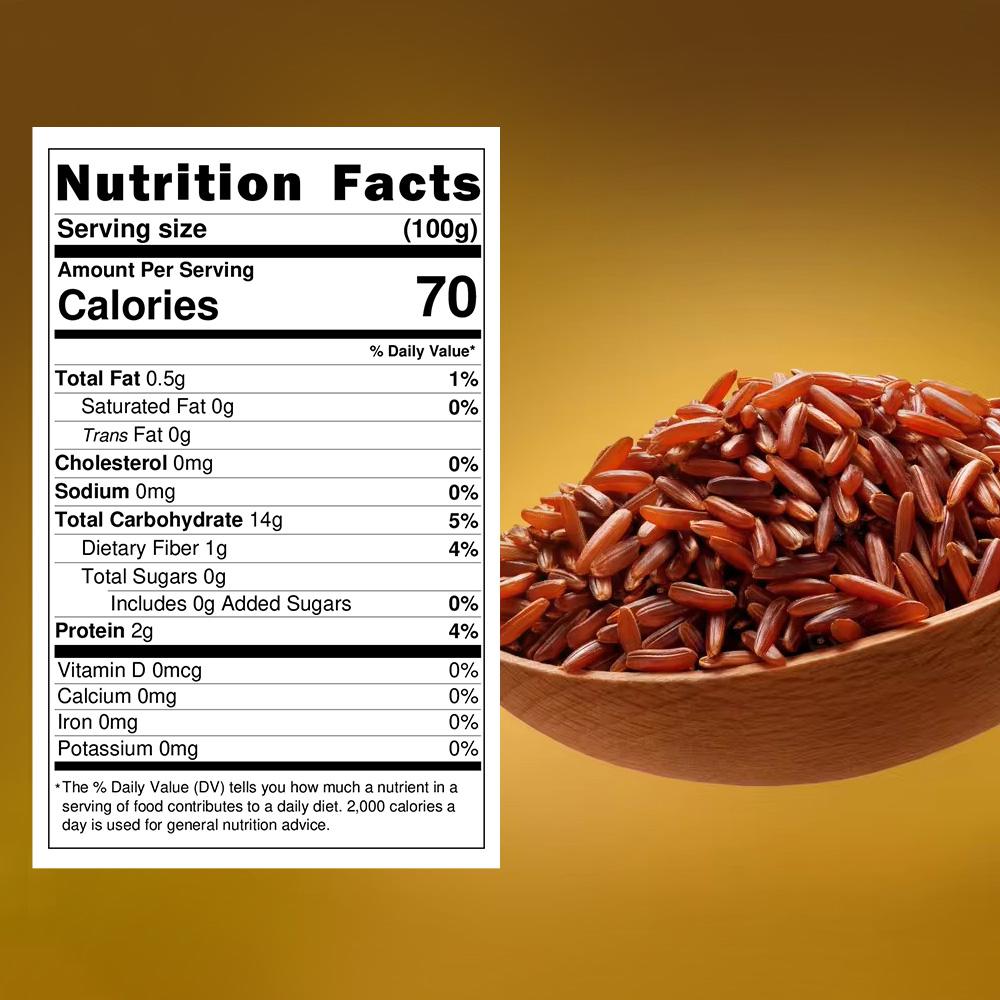 Información nutricional del arroz rojo konjac seco