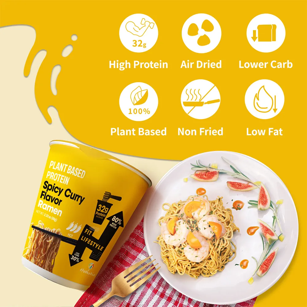 Fideos ricos en proteínas con sabor a curry picante