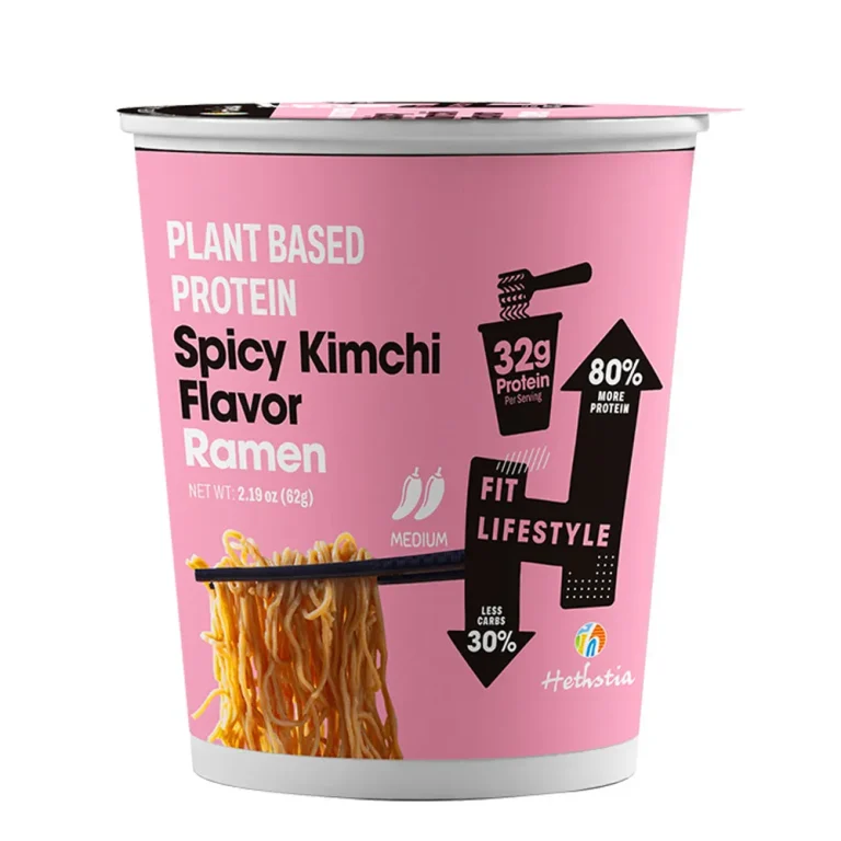 Fideos de legumbres con sabor a kimchi picante, fideos de proteína vegetal