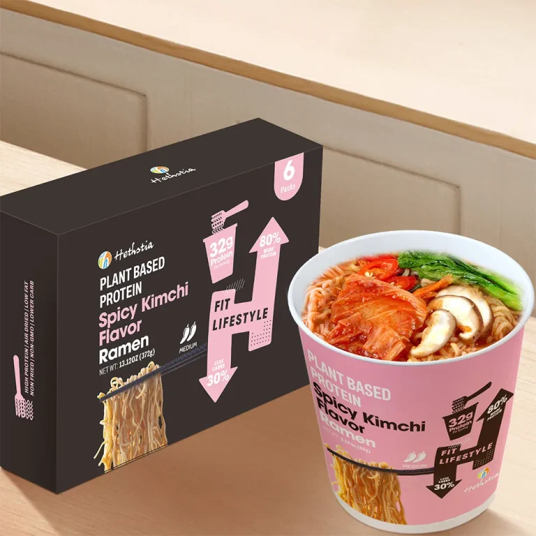 Fideos de legumbres con sabor a kimchi picante, fideos de proteína vegetal