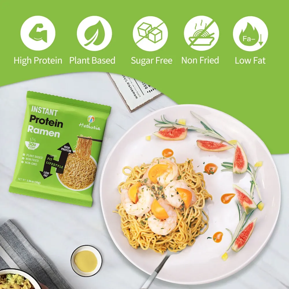 Ramen con proteína vegetal, fideos proteicos saludables
